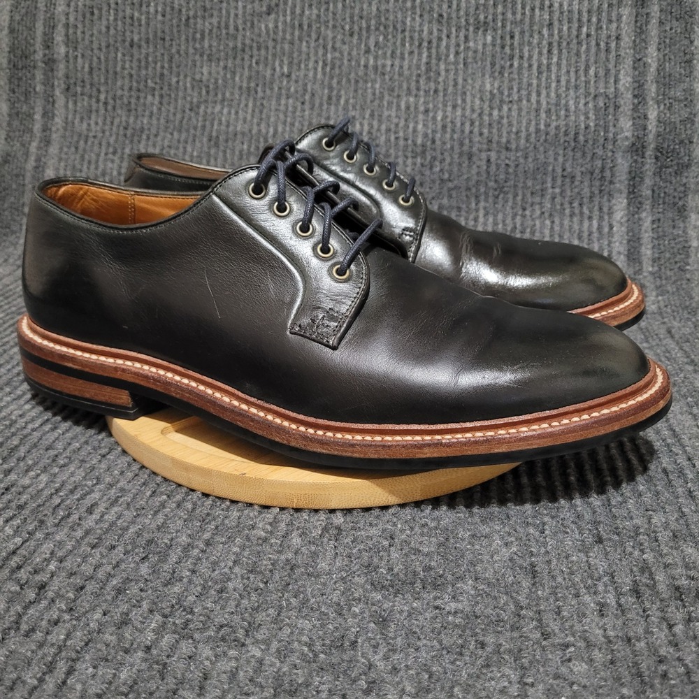 Grant Stone Plain Toe Blucher Shoes Men's 11.5D Black Goodyear Welt Derby 42307 - Picture 2 of 12